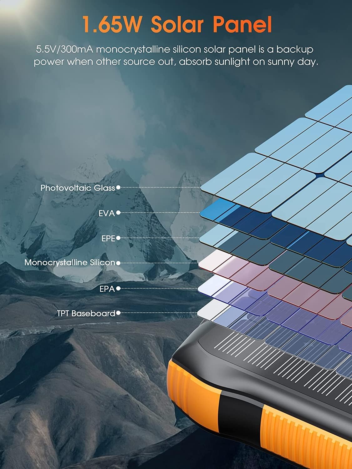 Power Punch - Solar Power Bank + Built In Flashlight