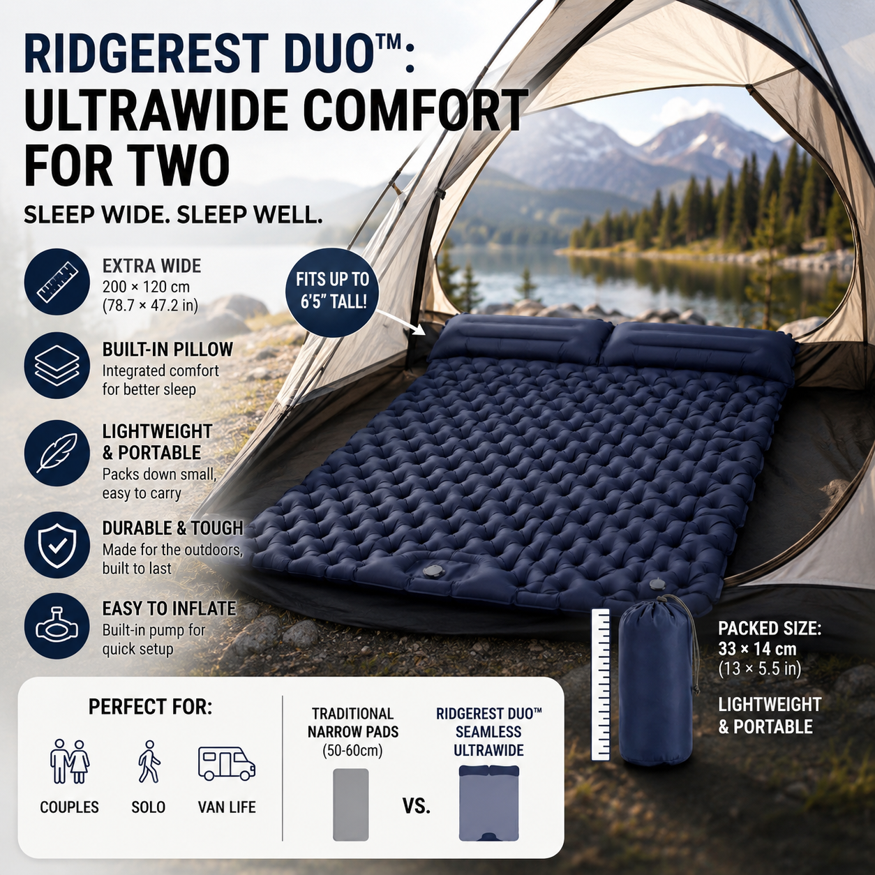RidgeRest Duo™ – Ultrawide Sleep System