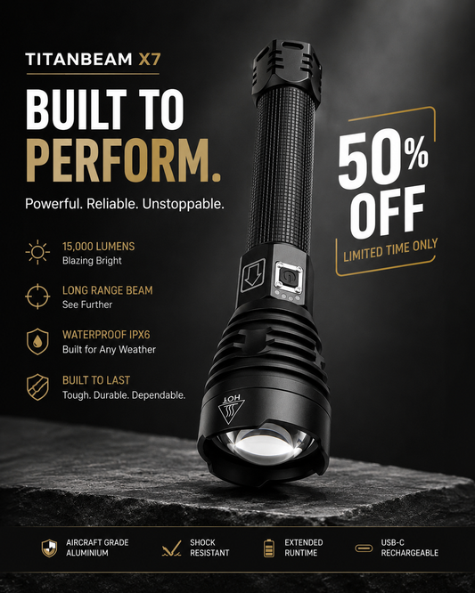 TitanBeam X7 - Ultrabright FlashLight - 15,000 Lumen