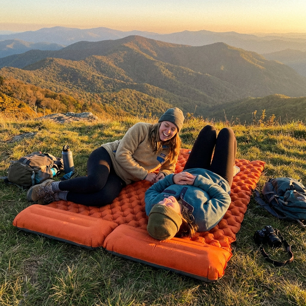 Couple sleeping on RidgeRest Duo camping mat