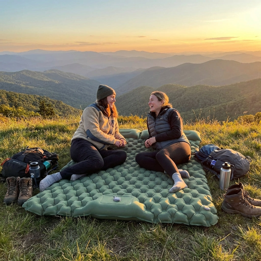 RidgeRest Duo ultrawide camping mat in use