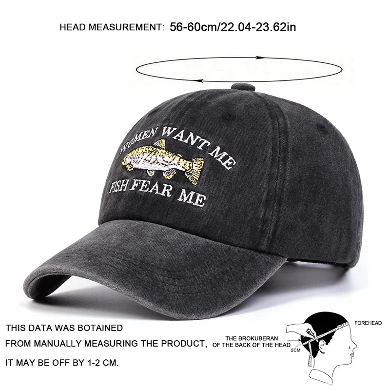 “Women Want Me, Fish Fear Me” - Retro Baseball Cap