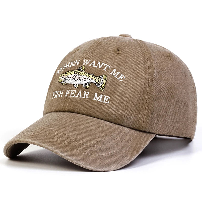“Women Want Me, Fish Fear Me” - Retro Baseball Cap