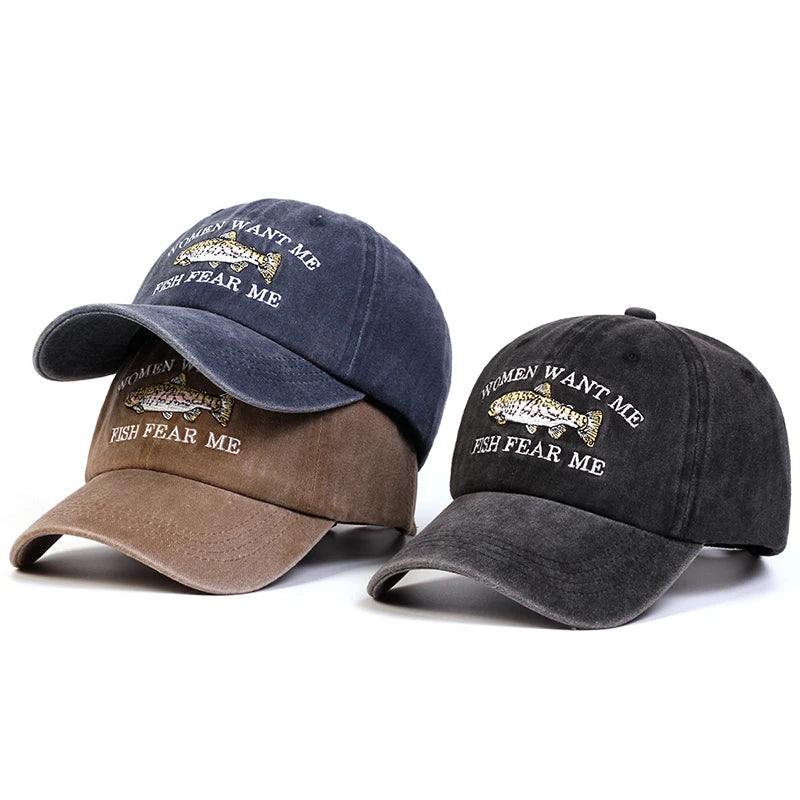 “Women Want Me, Fish Fear Me” - Retro Baseball Cap