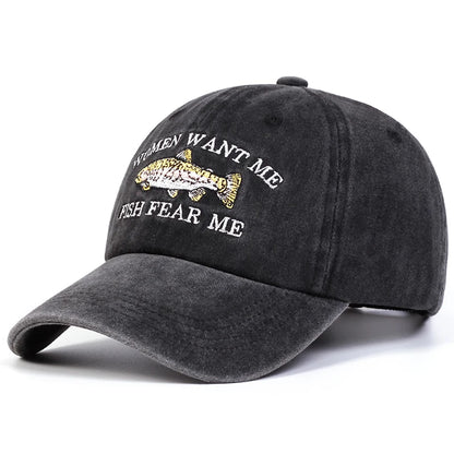 “Women Want Me, Fish Fear Me” - Retro Baseball Cap
