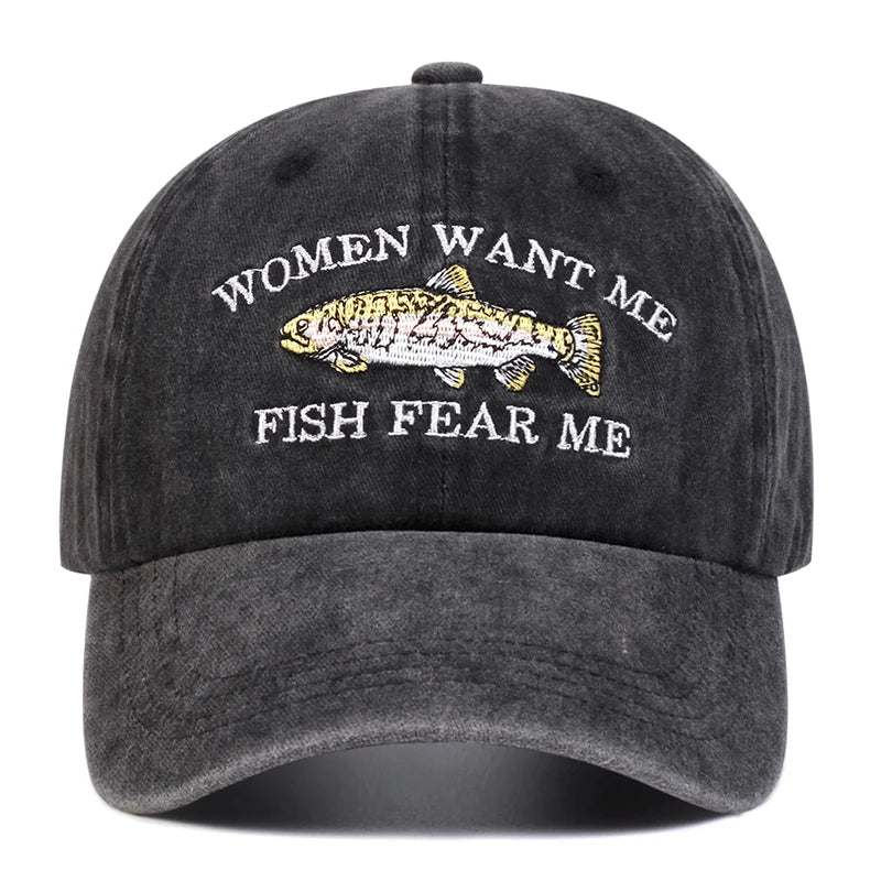 “Women Want Me, Fish Fear Me” - Retro Baseball Cap