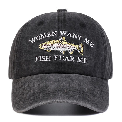 “Women Want Me, Fish Fear Me” - Retro Baseball Cap